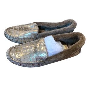 Johnston & Murphy Sand Croc Print Suede Shoes Size 8 Shearling